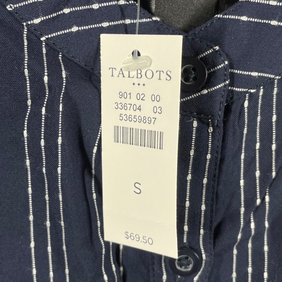 NEW Talbots Shirt Womens Small blue white stripe henley button up casual classic - Picture 5 of 9